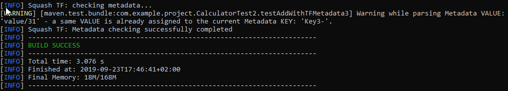 Check-metadata build WARNING